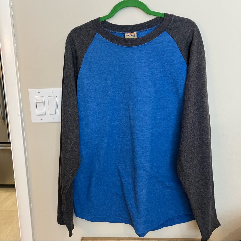 Blue and Gray Raglan Long Sleeve Shirt like new streetwear